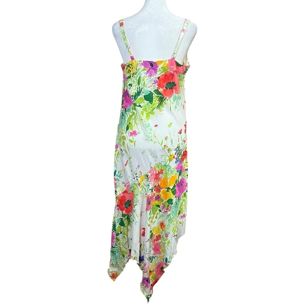 JAMS WORLD Cottage Bouquet Floral Asymmetrical Resort Midi Dress Sz XS Hawaii - Picture 6 of 14